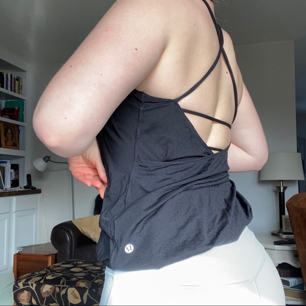 lululemon strappy open back workout top